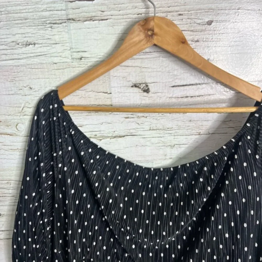 ASOS Designs Women Plus Polka Dot black white tye up Short Sleeve size 20 - Picture 7 of 8